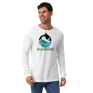 person wearing SeaWorld Eco Adult White Long Sleeve Tee 