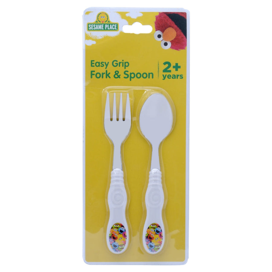 Sesame Street Character Collage Fork and Spoon Set