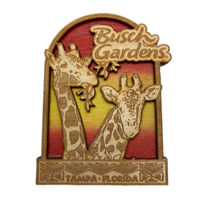 Busch Gardens Giraffe Wooden Magnet