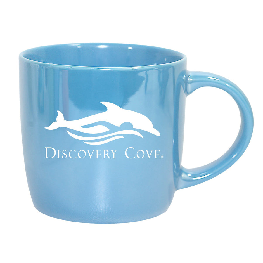 Discovery Cove Logo Iridescent Aqua Mug 14 Oz