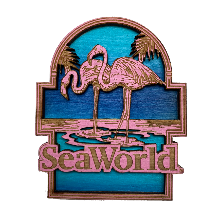 SeaWorld Flamingo Wooden Magnet