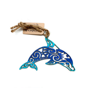 SeaWorld Tribal Dolphin Wooden Ornament