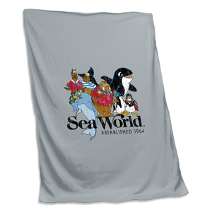 Vintage SeaWorld Characters Fleece Blanket