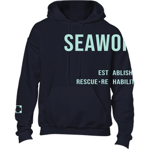 Seaworld Rescue Navy Mint Adult Pull Over Hood Fleece