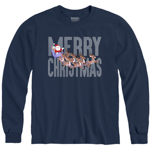 Rudolph the Red-Nosed Reindeer® Merry Christmas Navy Adult Long Sleeve Tee