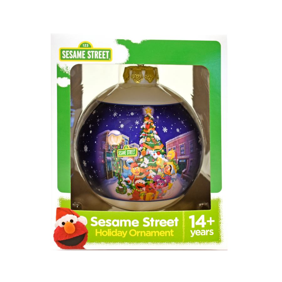 Sesame Street Multi Character Christmas Glass Ball Ornament