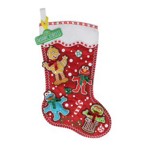 Sesame Street Gingerbread Red Felt Stocking 18"